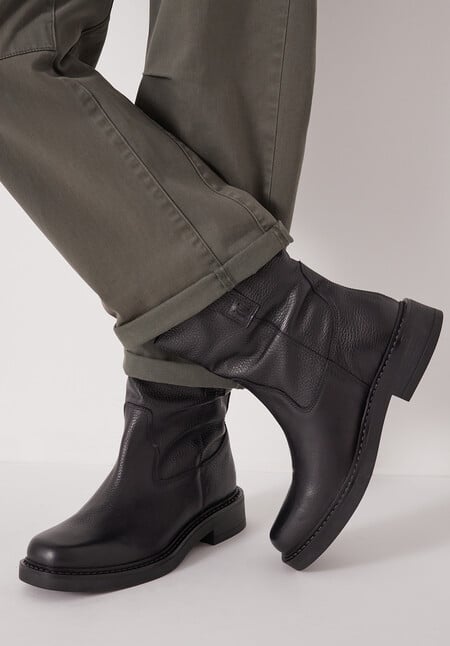 Leather Slouchy Biker Boot