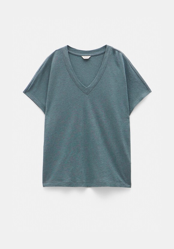 Rosalia Linen Blend V Neck T-Shirt
