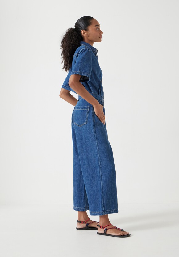 Evelyn Short Sleeve Denim Jumpsuit