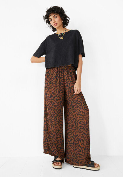 Satin Printed Wide Trousers