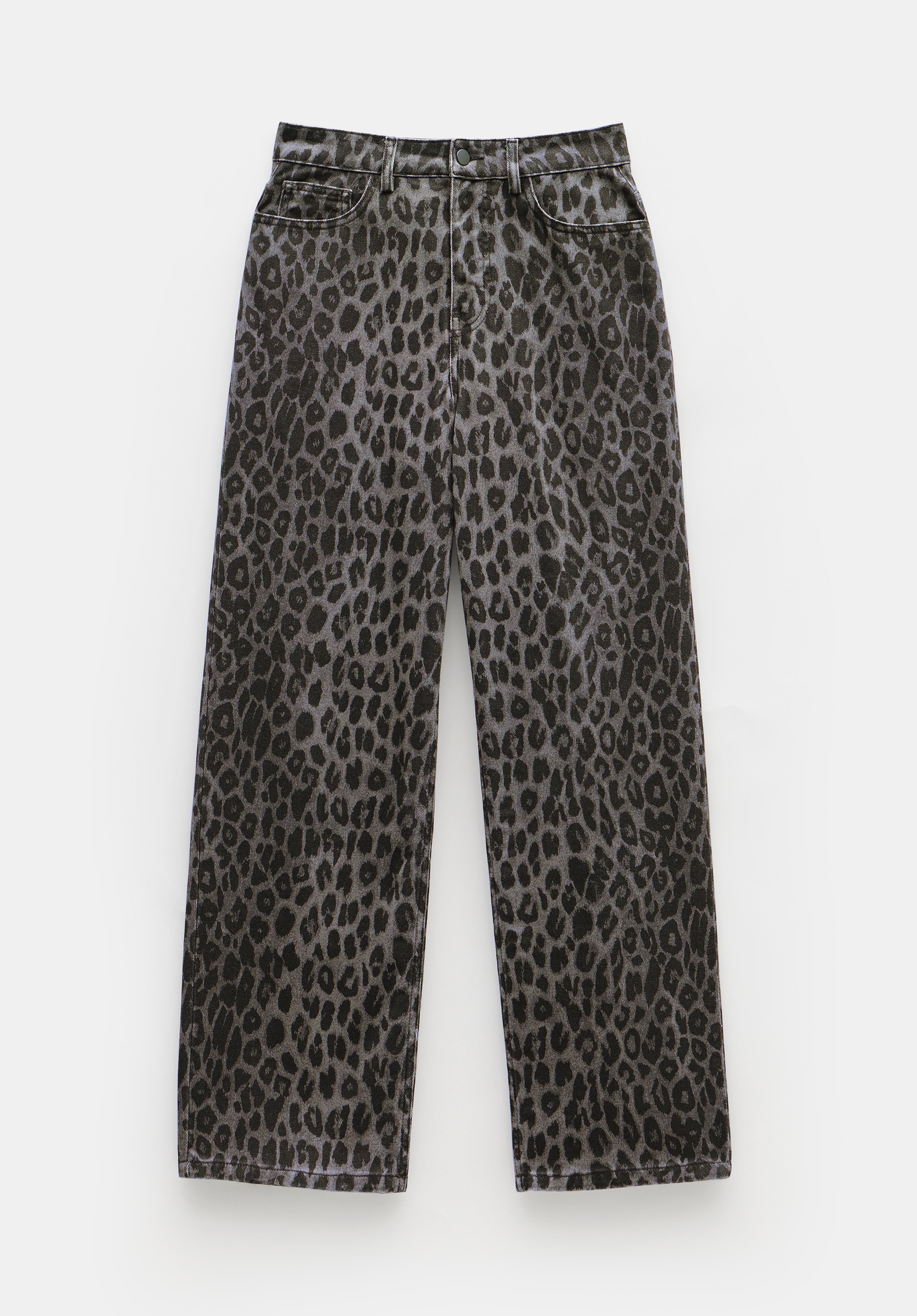 Leopard print wide leg jeans sales