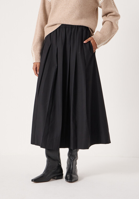 Ivy Pleated Wool-Blend Midi Skirt