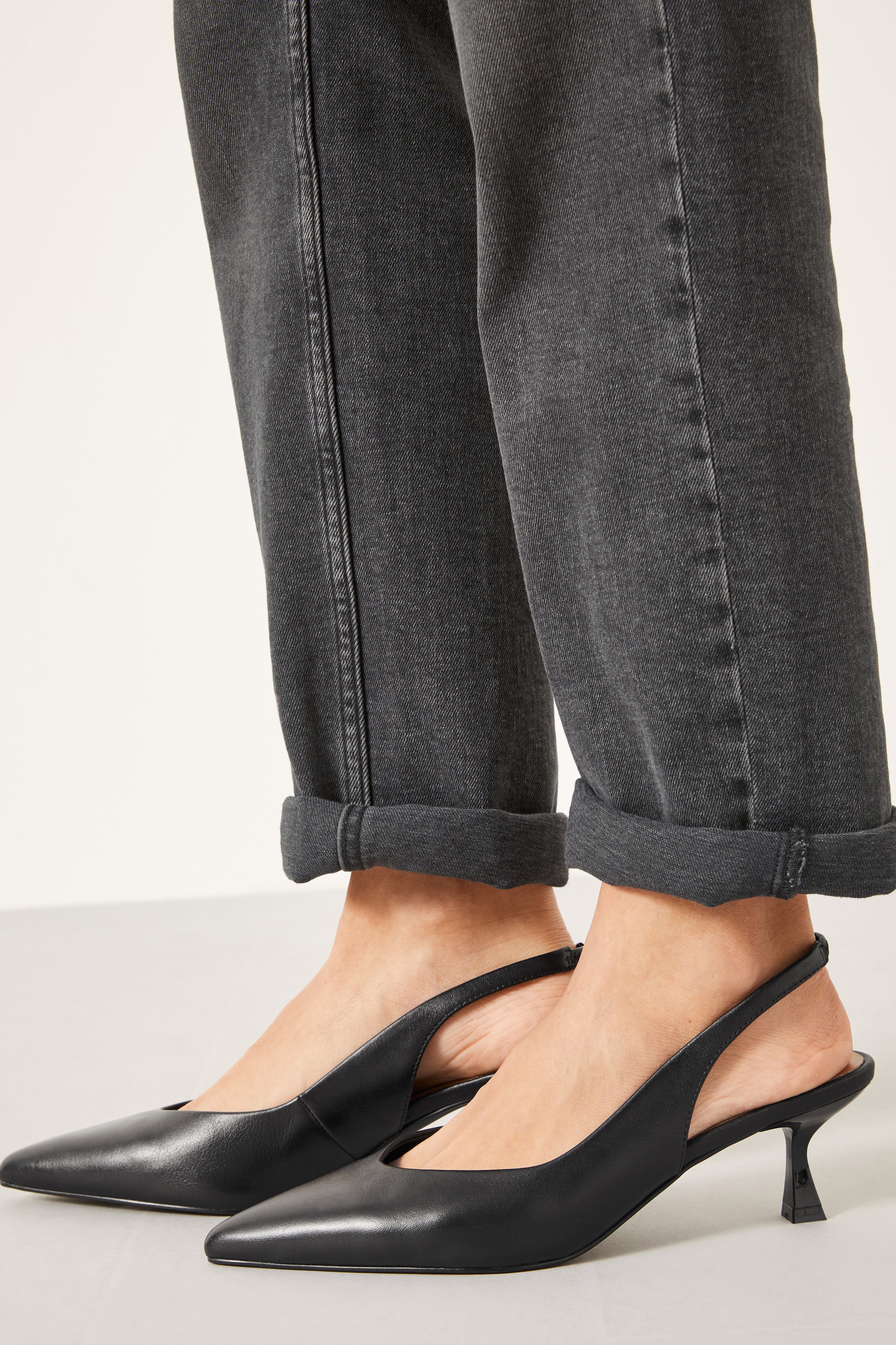 Lola Slingback Leather Kitten Heels