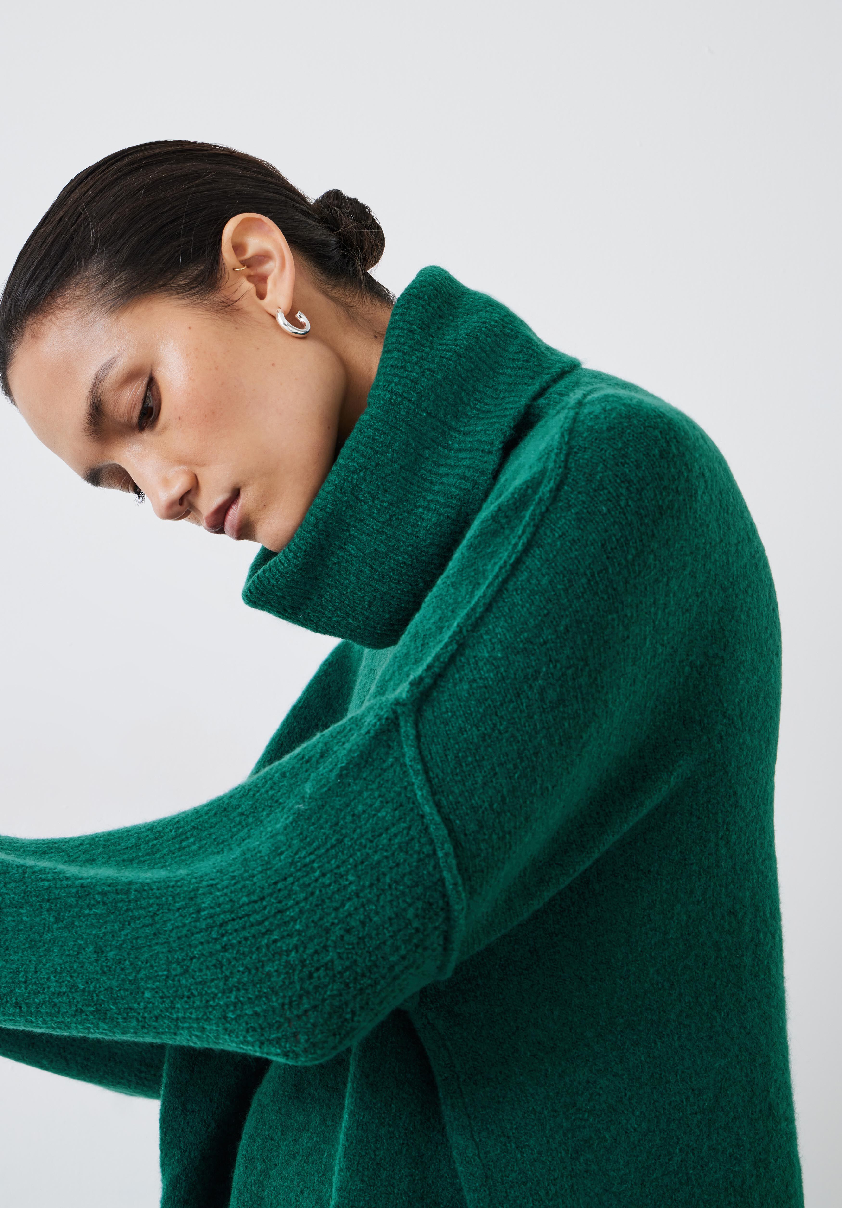 Meryl Roll Neck Wool Blend Jumper Forest Green hush