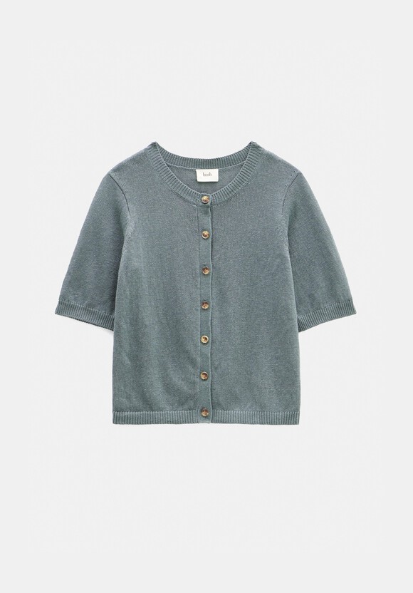 Linen Blend Short Sleeve Cardigan