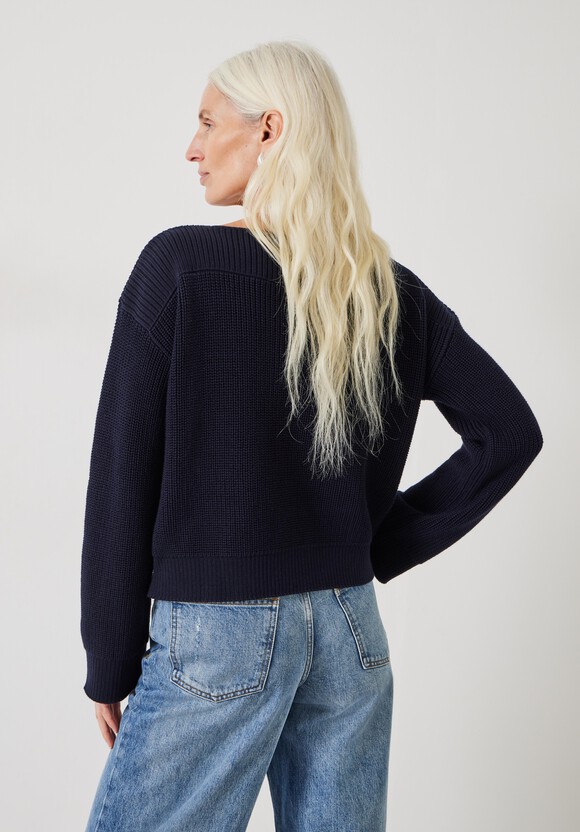 Aubrey Ribbed Boat Neck Cotton Jumper
