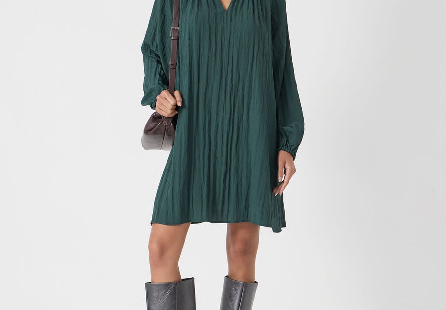Ruffled Long Sleeve Mini Dress