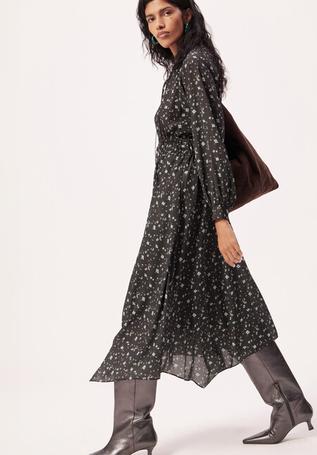 Odelia Printed Long Sleeve Chiffon Dress
