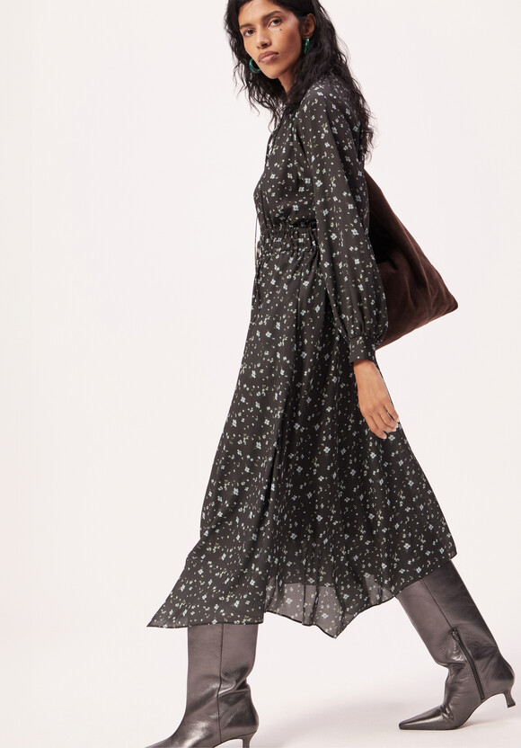 Odelia Printed Long Sleeve Chiffon Dress