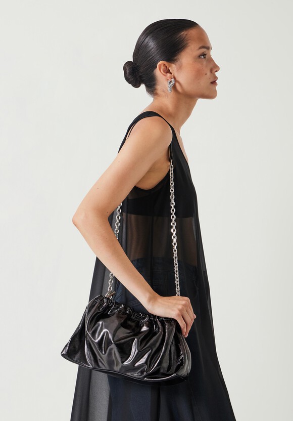 Reva Ruched Leather Clutch Bag