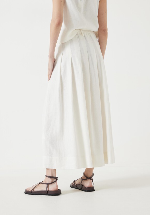 Ivy Pleated Linen Blend Midi Skirt