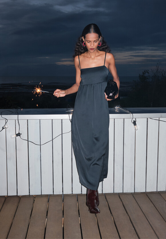 Strappy Satin Midi Dress