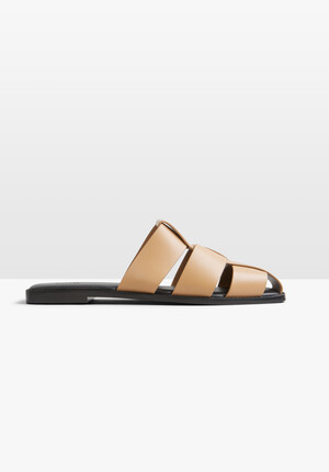 Penelope Leather Cage Mule Flats