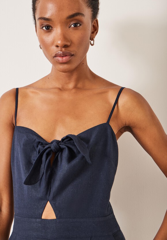 Chloe Tie Front Linen Jumpsuit