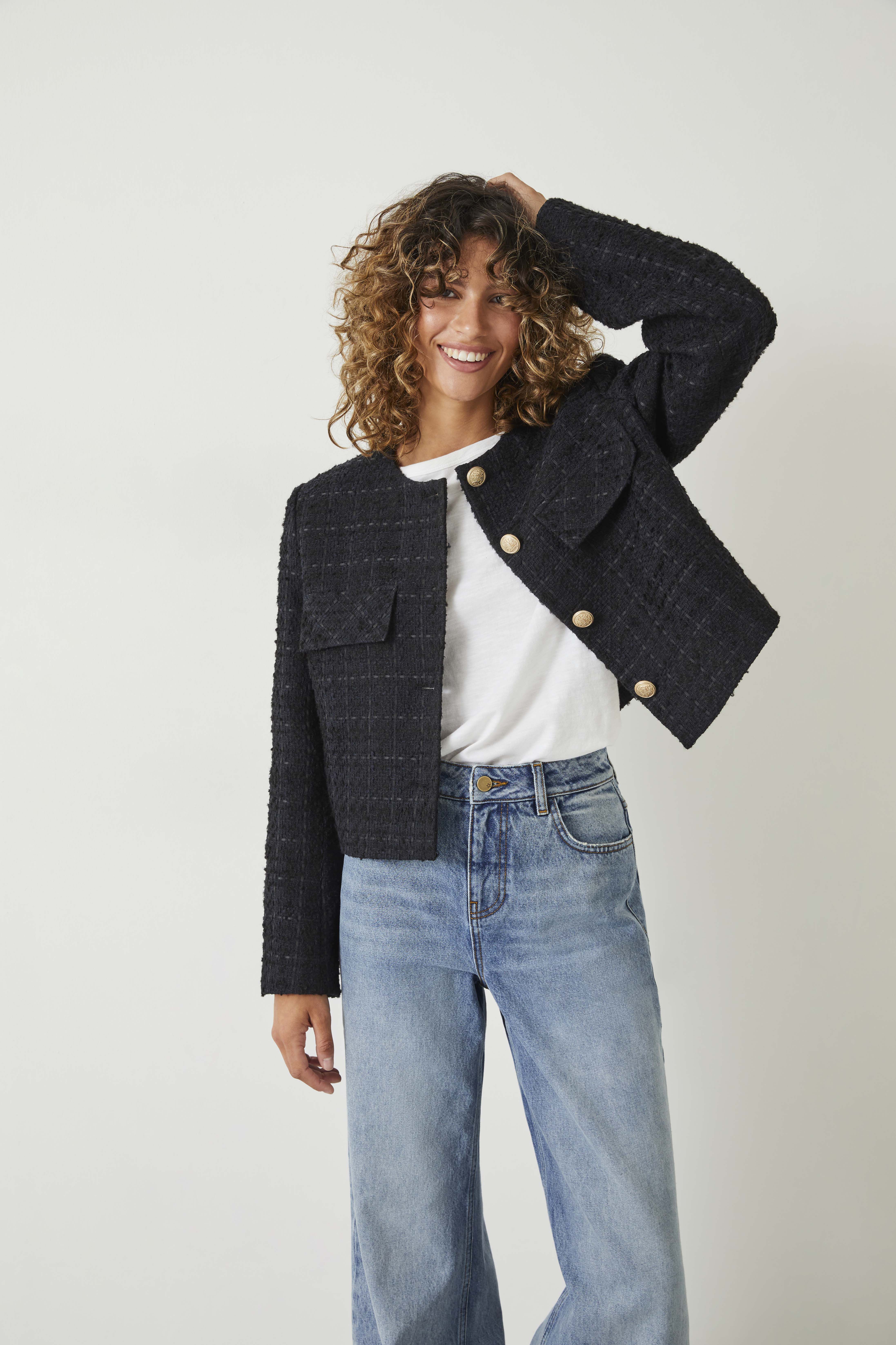 Long discount boucle jacket