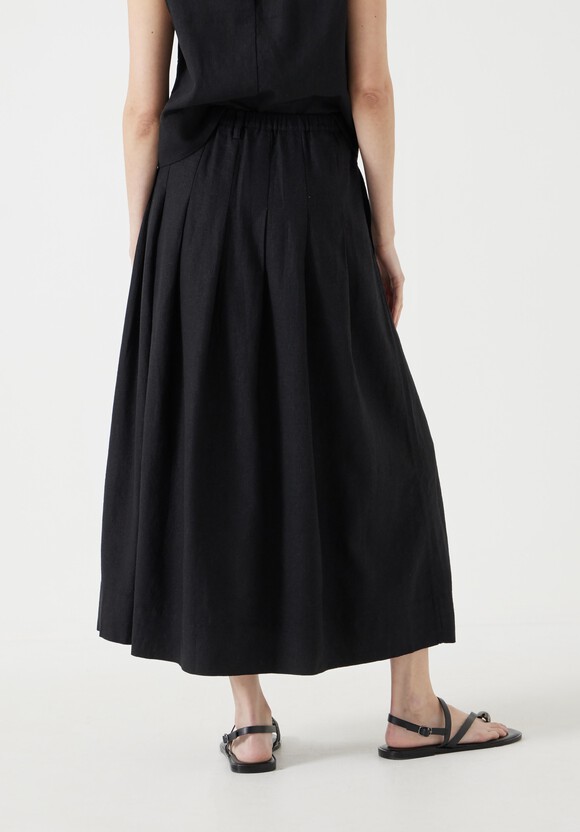 Ivy Pleated Linen Blend Midi Skirt