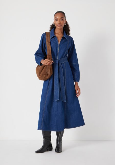 Denim Long Sleeve Midi Dress