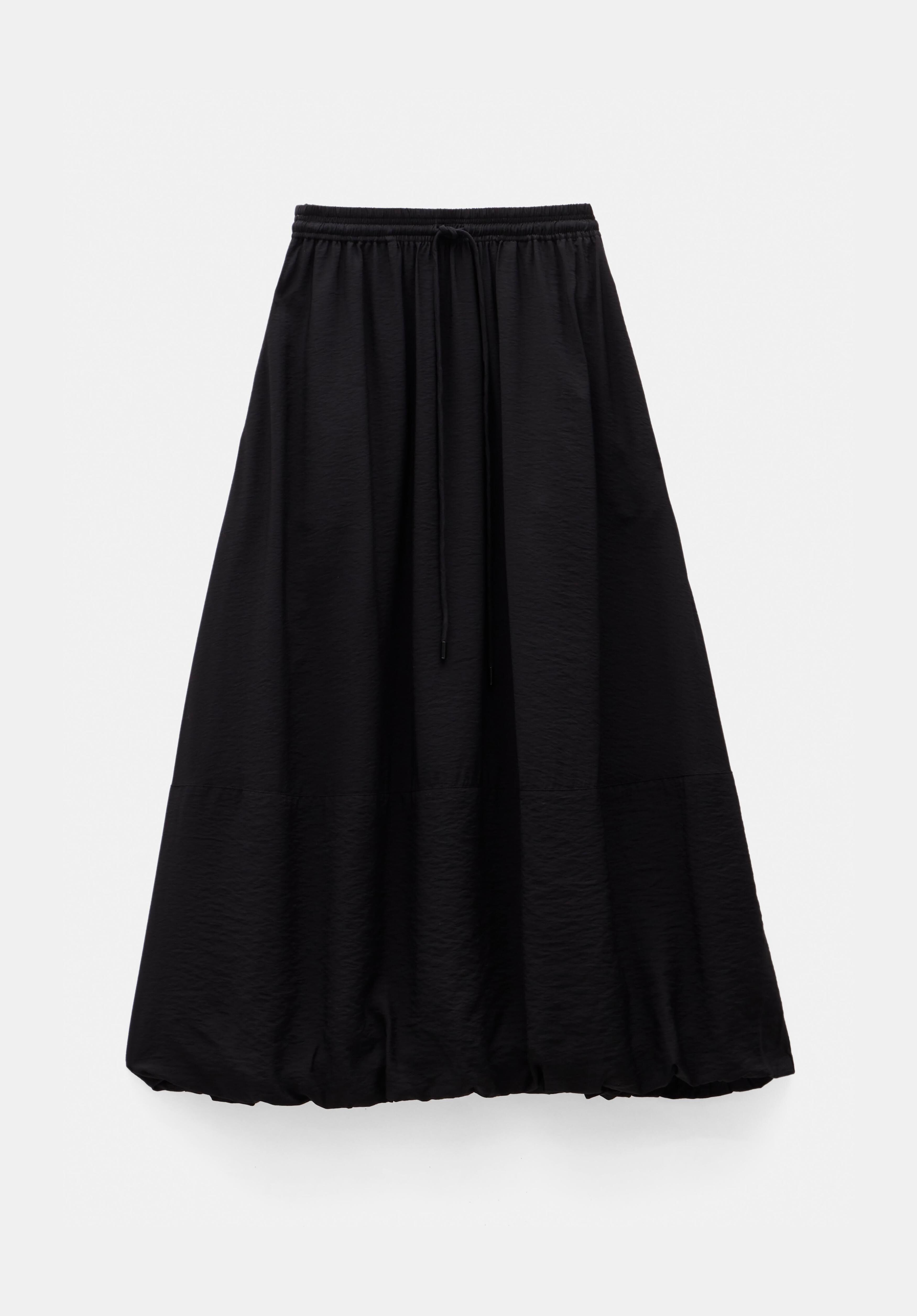 【HUGYOURSKIN】Balloon Padded Midi Skirt in Black Balloon Midi Skirt • ESTHE