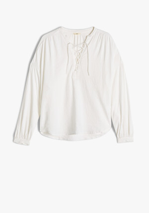 Tallulah Lace Up Linen Blouse