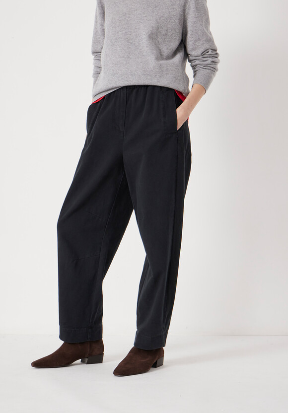 Jack Barrel Leg Pull On Cotton Trousers