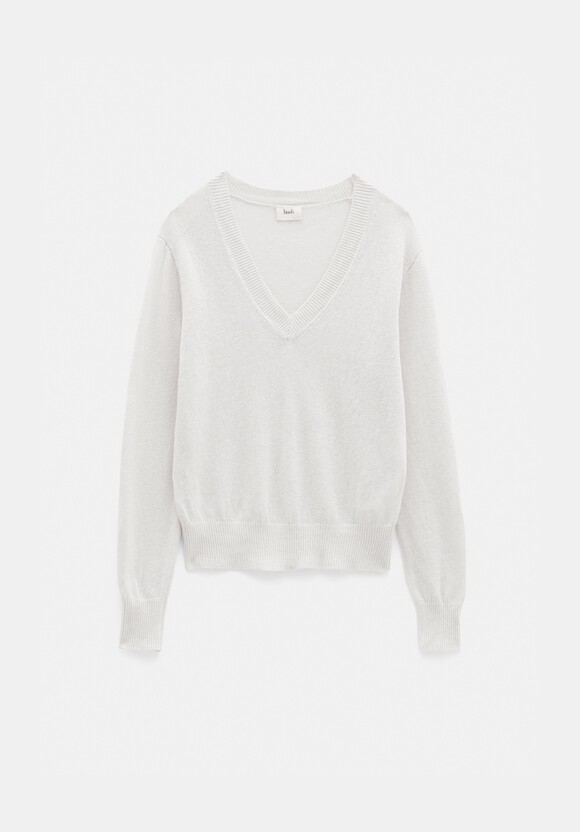 Linen Blend V Neck Jumper