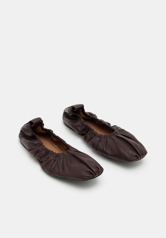 Ruby Ruched Leather Ballet Flats