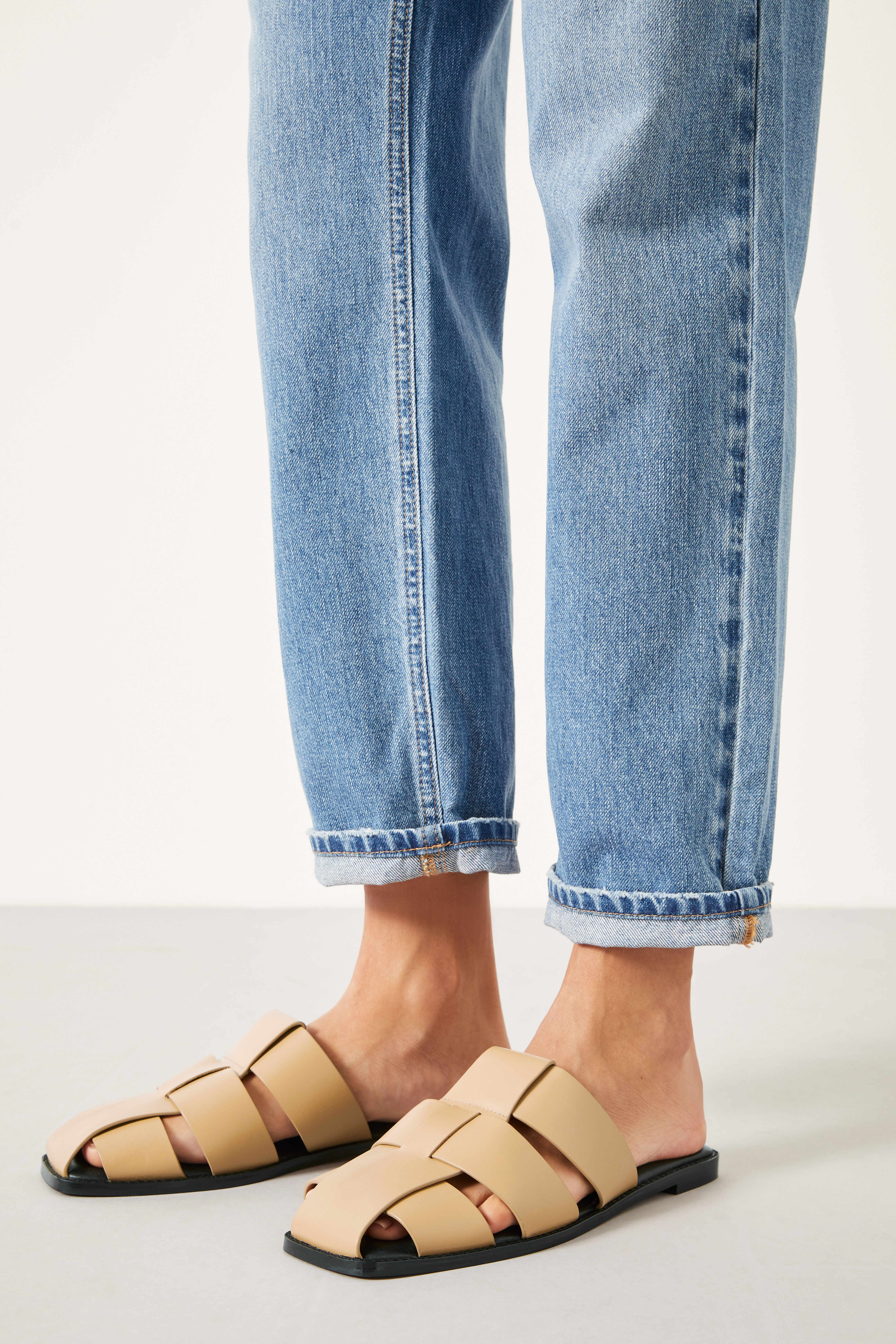 Leather mule clearance flats