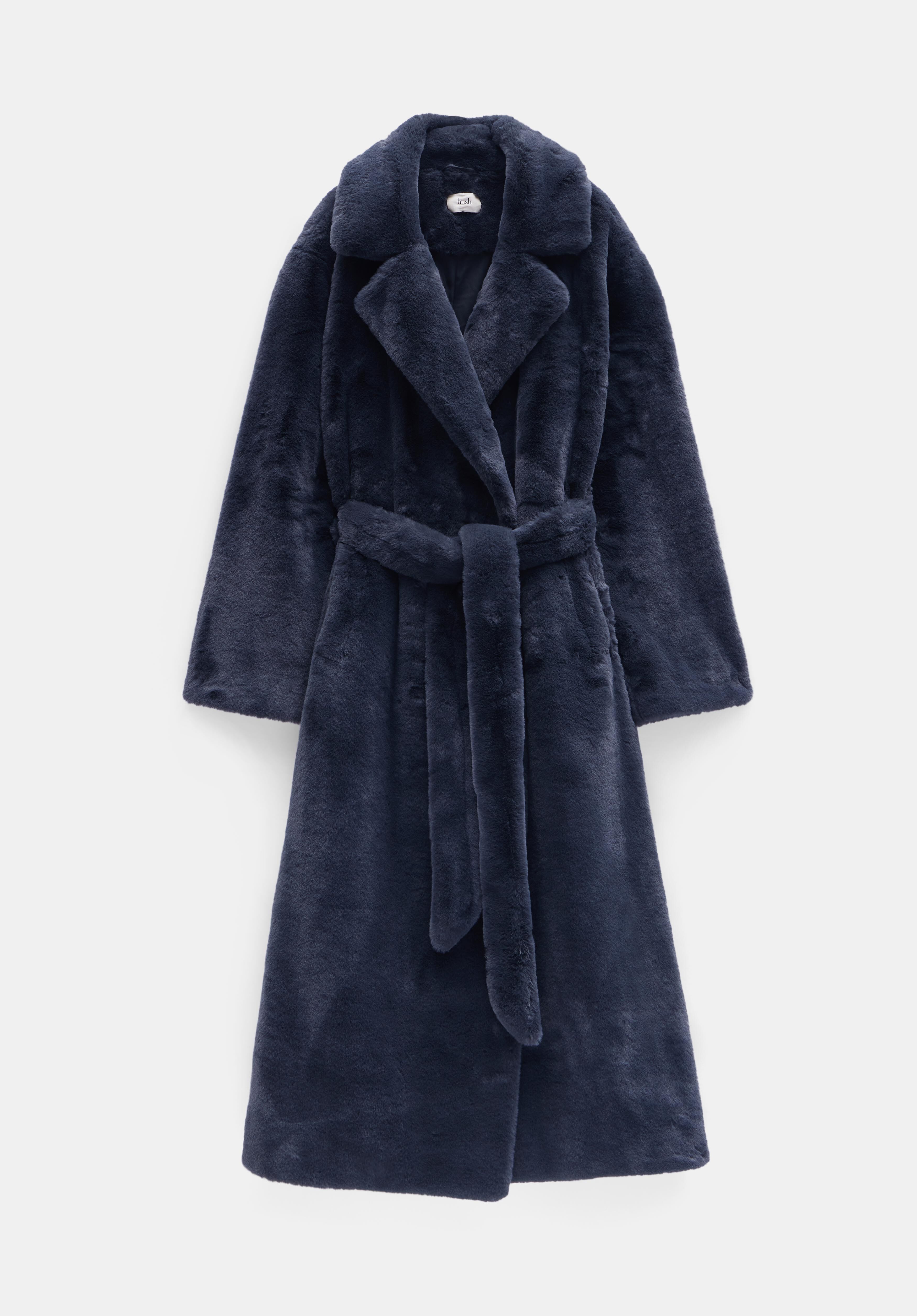 Belted faux fur coat store
