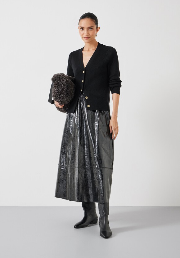 Slim Ribbed V Neck Cardigan