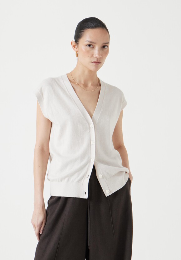 Fine Knit Button Front Vest Top