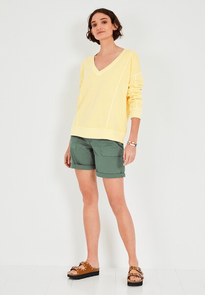 Seam Detail V Neck Sweatshirt