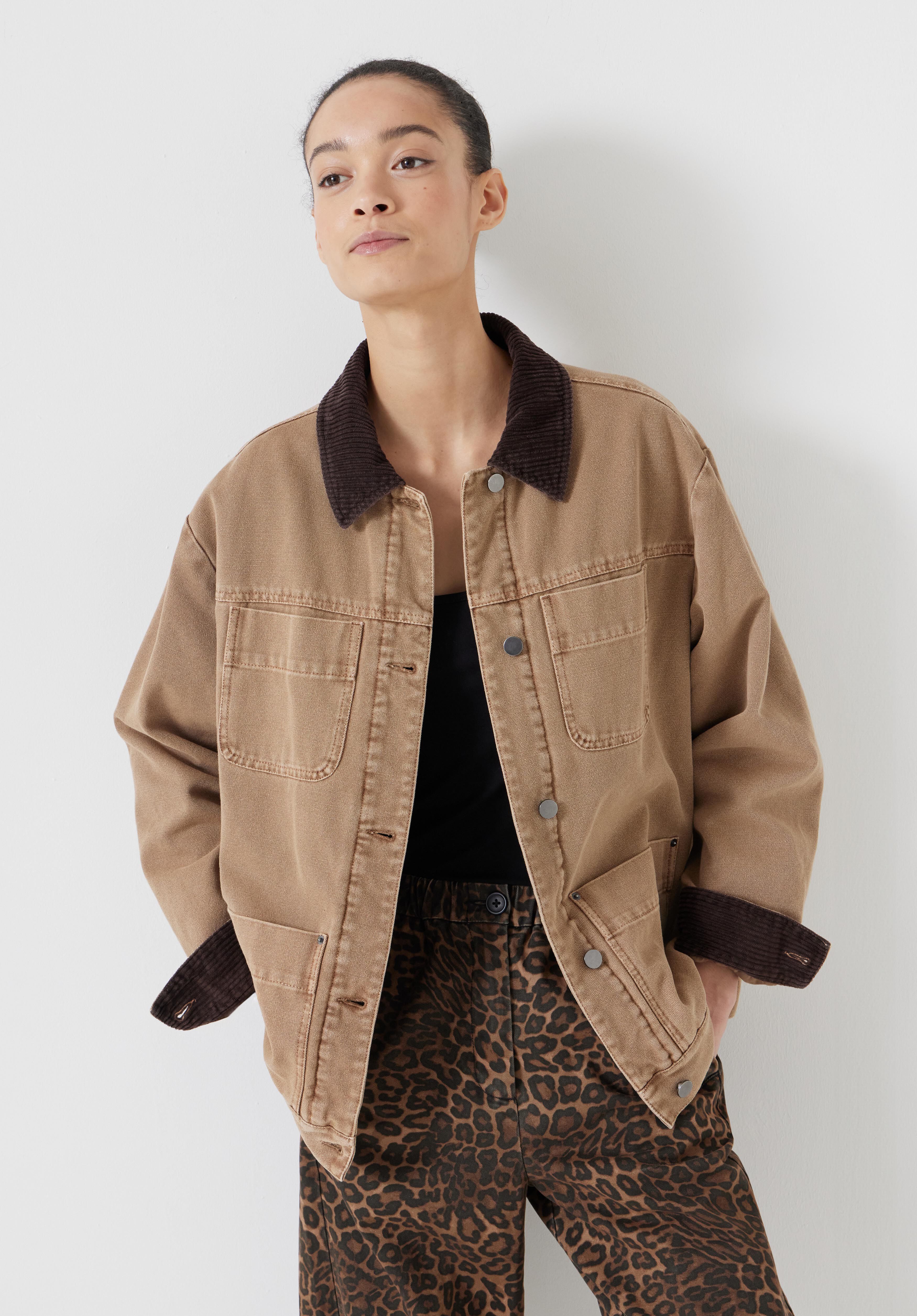 Cord Collar Barn Jacket | Stone Brown | hush