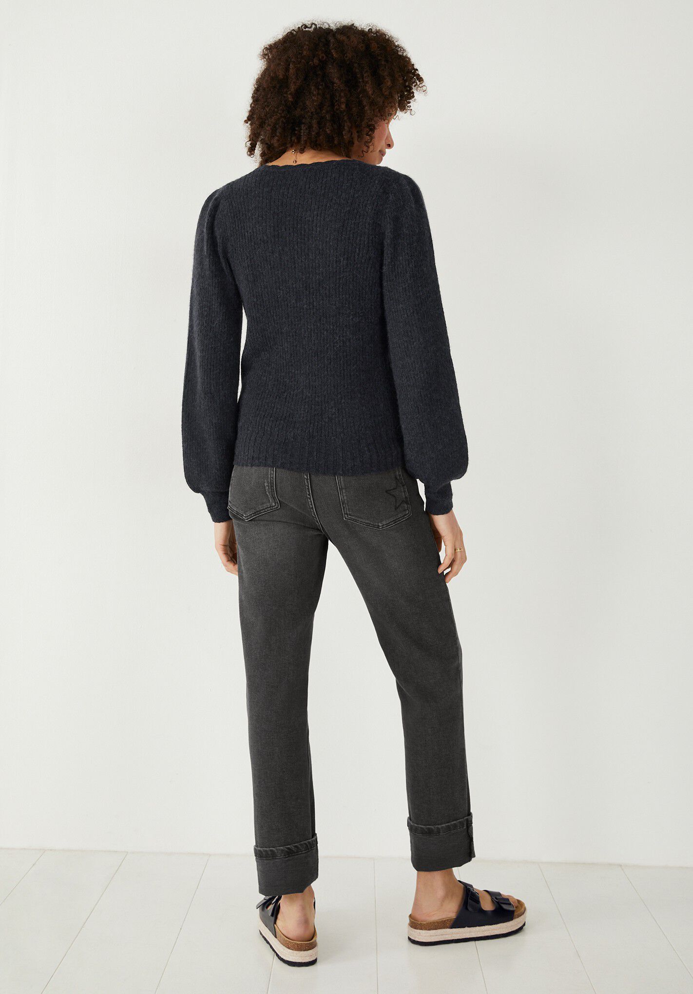 Cleo Ribbed Cardigan Charcoal Marl hush