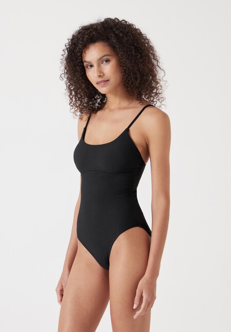 Square Neck Texture Swimsuit