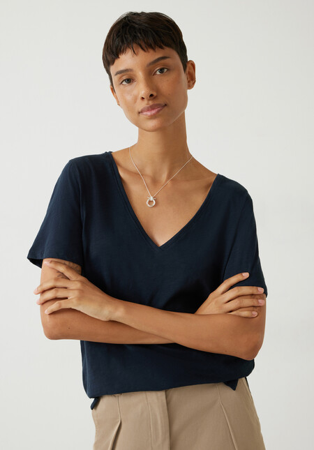 Kali Cotton Slub V-Neck T-Shirt