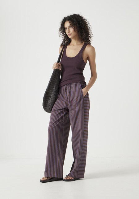 Cotton Stripe Pull On Trousers