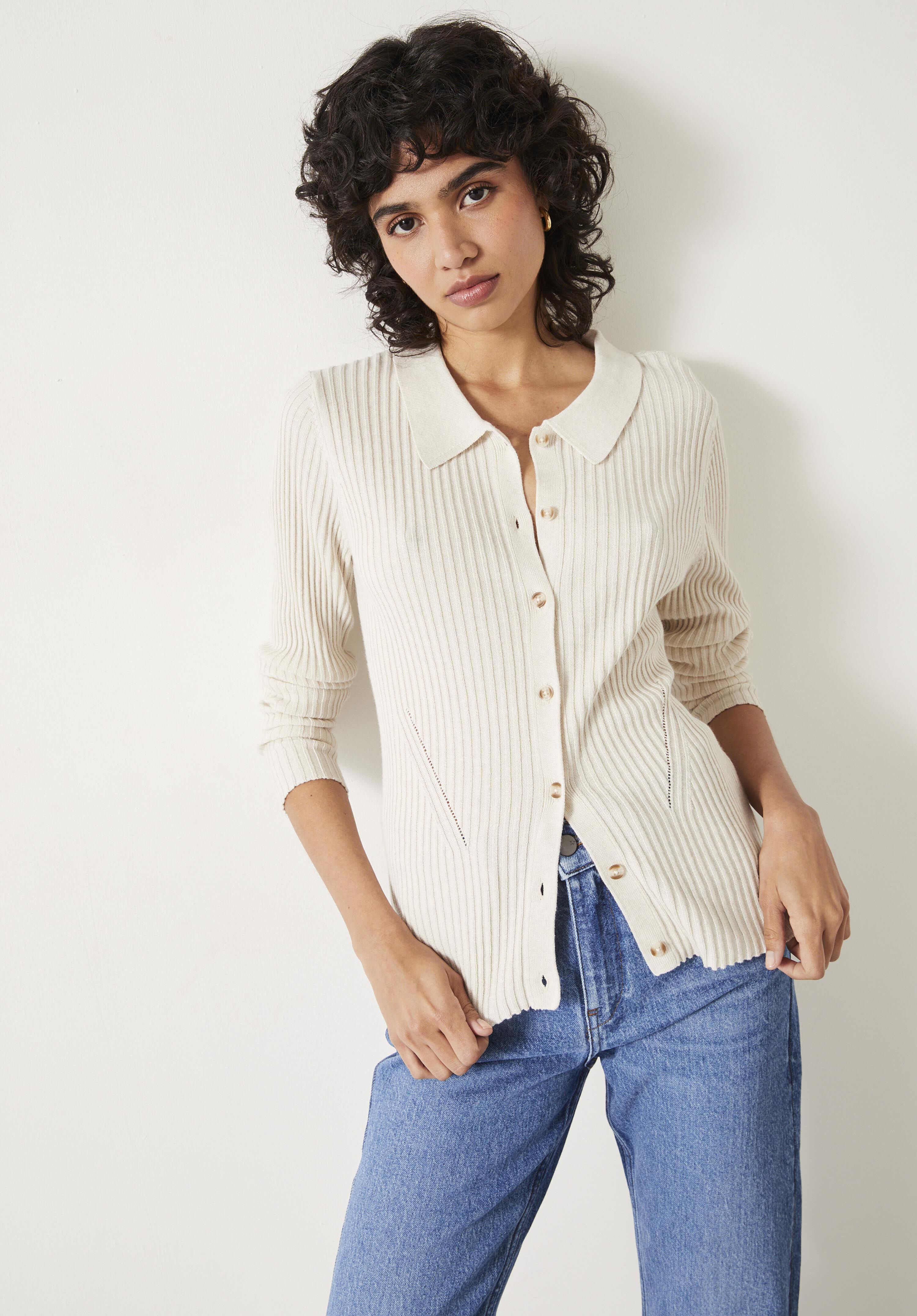 Collared shirt and cardigan best sale