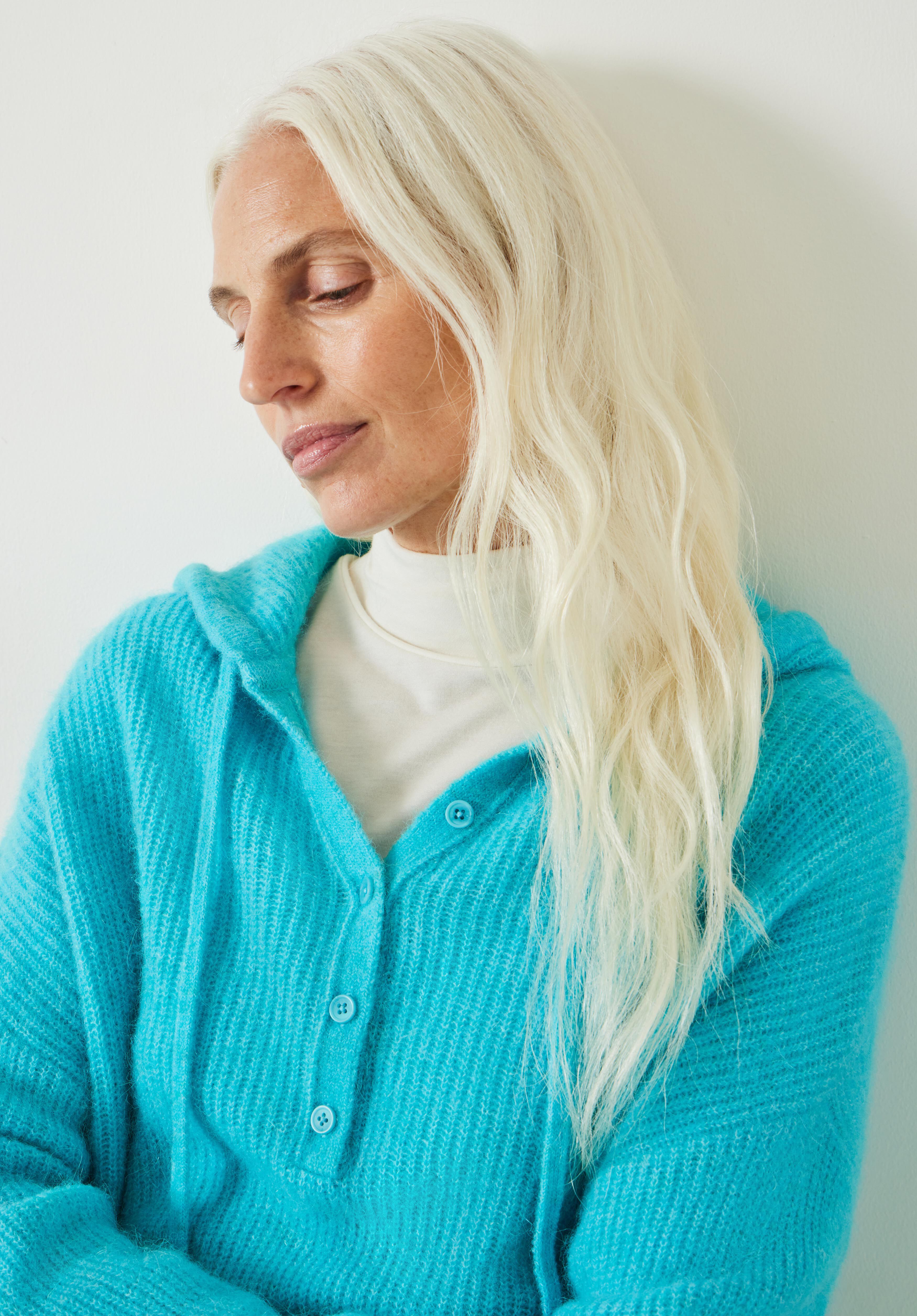 Ribbed wool blend hooded sweatshirt 2025