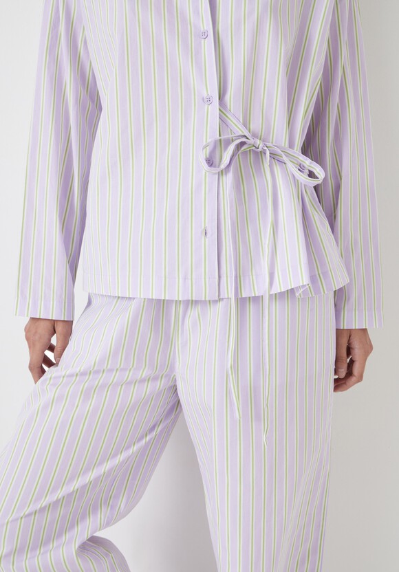 Cotton Poplin Stripe Trouser Pyjamas Set