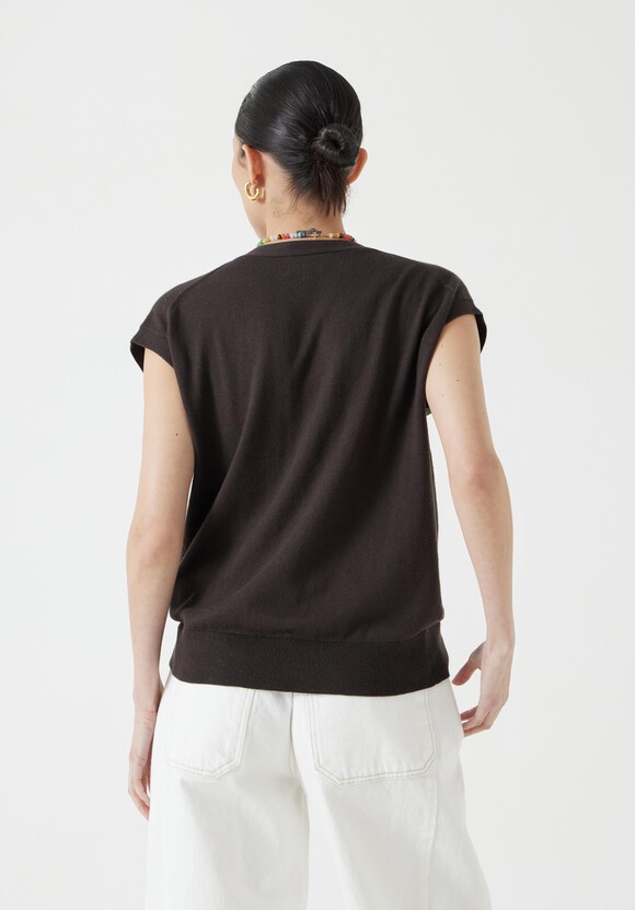 Fine Knit Button Front Vest Top