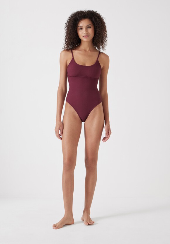 Square Neck Texture Swimsuit