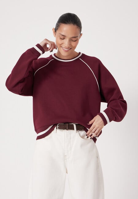 Striped Rib Raglan Sweatshirt