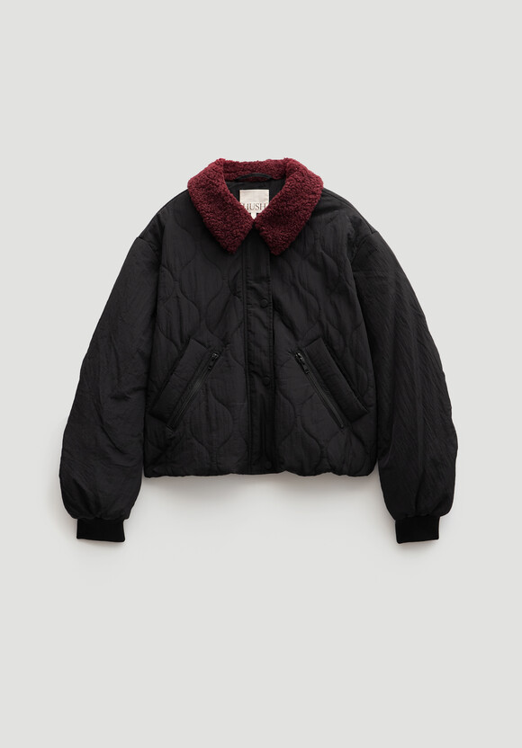 Teddy Collar Quilted Bomber