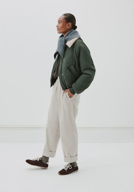 Teddy Collar Quilted Bomber