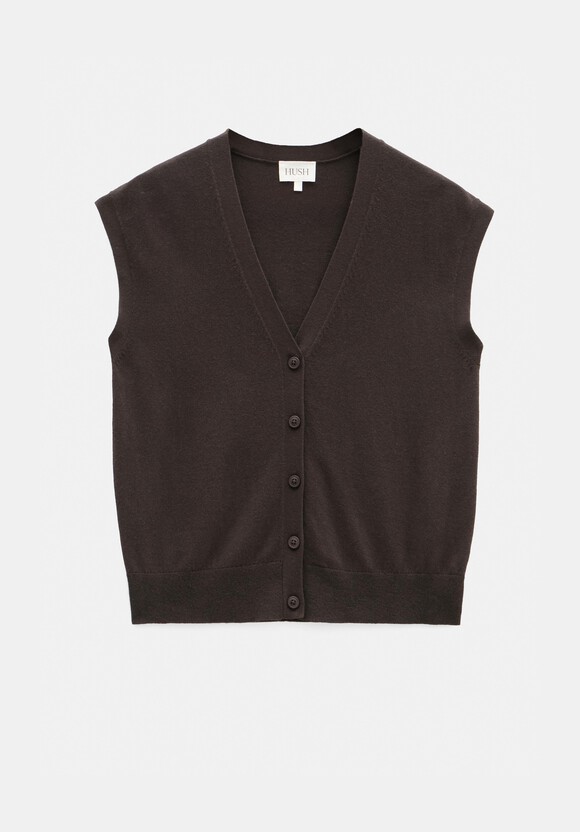 Fine Knit Button Front Vest Top