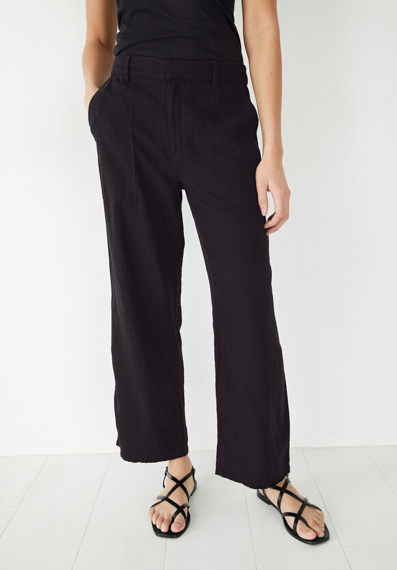 Carrie Linen Straight Cropped Trouser