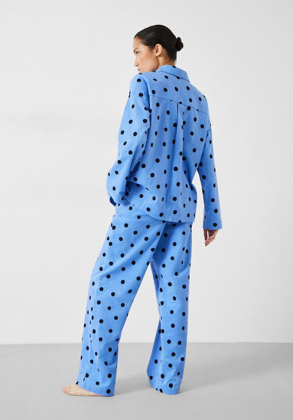 Sadie Cotton Flannel Pyjamas, Random Polka Dot Blue