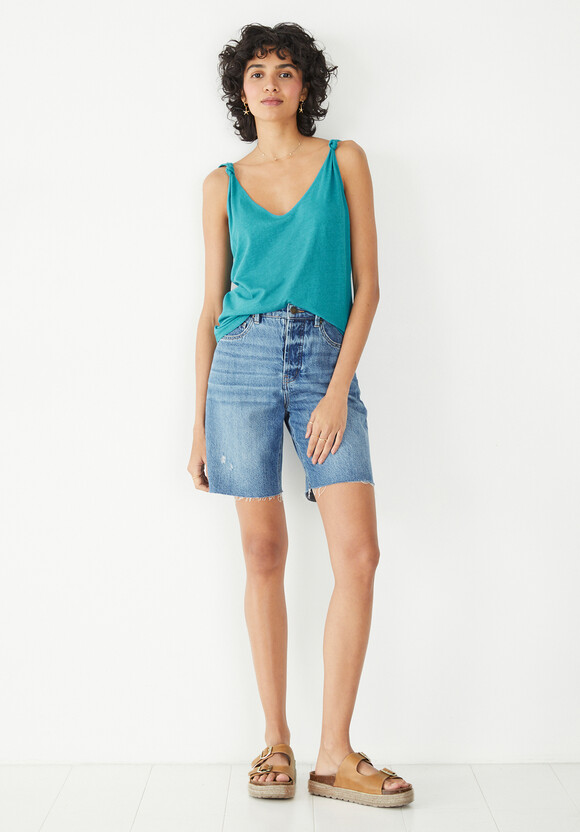 Elysia Knotted Linen Strap Vest