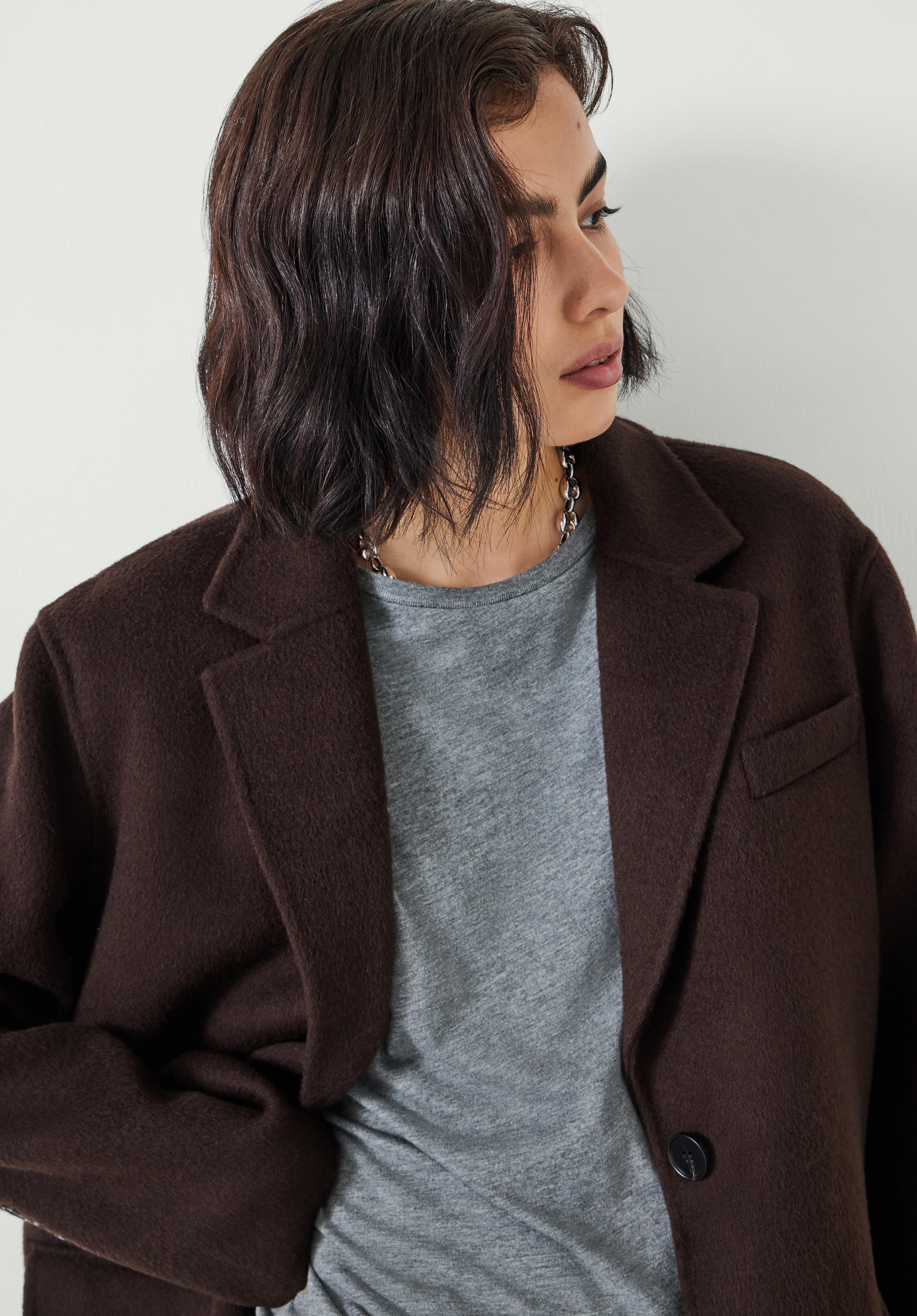 Pure Wool Double Faced Blazer - Chocolate