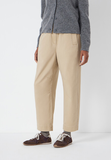 Jack Barrel Leg Pull On Cotton Trousers